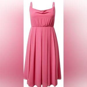 Torrid Pink Chiffon Cowl Neck Pleated Dress 2x,3x *Pockets.NWT